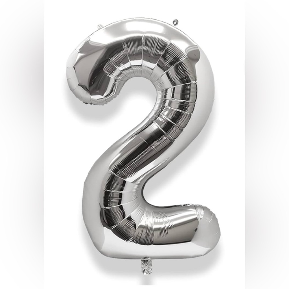 (💙8/$25) #2 Silver 40” foil balloon for helium